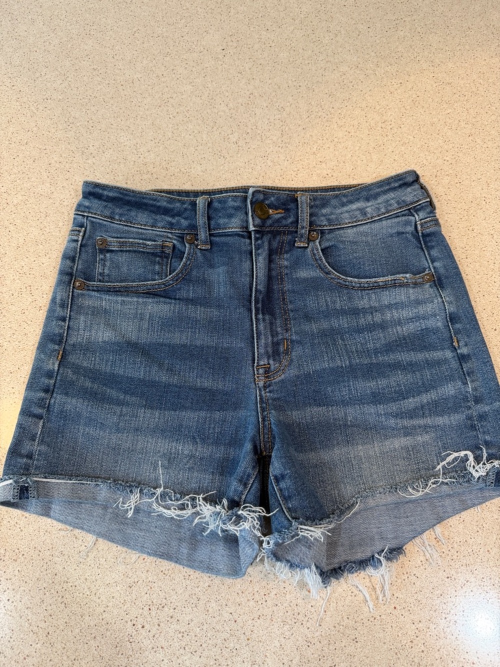 American Eagle Outfitters Distressed Mid-Blue Denim Shorts size 6